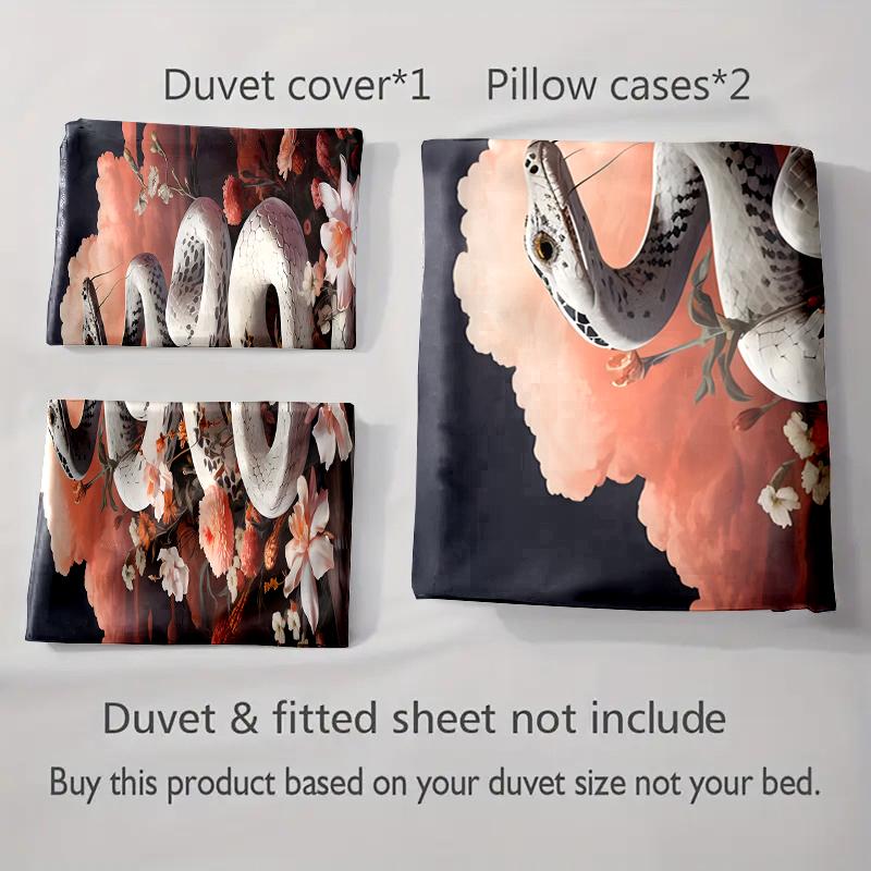 Snake floral design Bedding Duvet cover sets Duvet covers Pillowcases gifts (1 * Duvet Cover 2 * Pillowcases, without duvet insert)