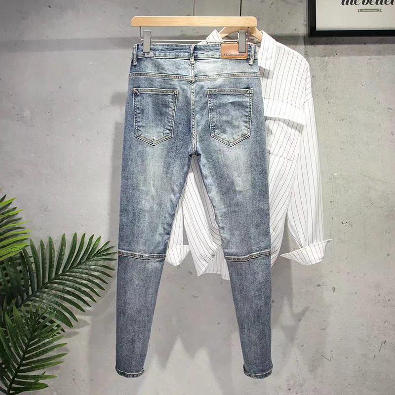 Herren 9-Punkt Jeans im koreanischen Stil Slim Fit - Elastische lässige Sommerhose