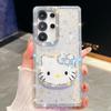 A37 Love Mirror Holder Suitable for Samsung S26Ultra Mobile Phone Case Flash Diamond S25 Flash Powder A56 Jacket