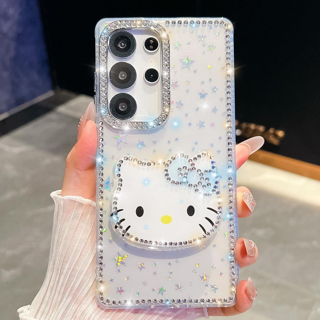 A37 Love Mirror Holder Suitable for Samsung S26Ultra Mobile Phone Case Flash Diamond S25 Flash Powder A56 Jacket