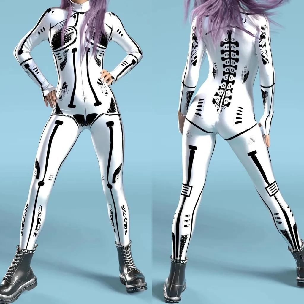 3D Digital Printing Stage Performance Costumes Adults Halloween Events Carnival Theme Party Cosplay Outfit Pretend Game Jumpsuit