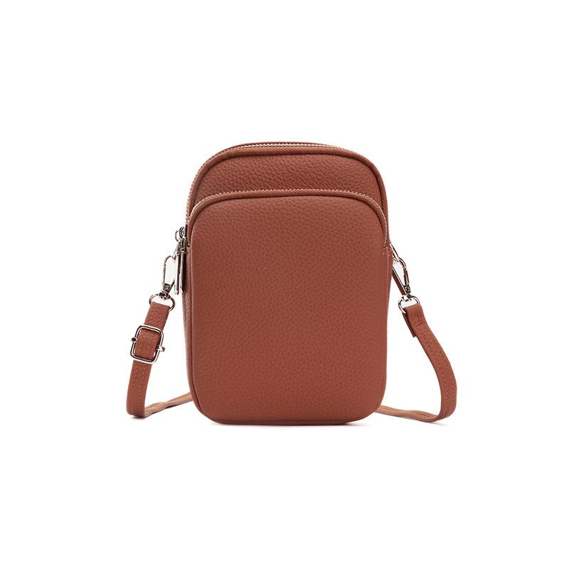 Vysokokvalitná taška na mobilný telefón, Jednoramenná crossbody taška s dvoma zipsami, Malá okrúhla taška