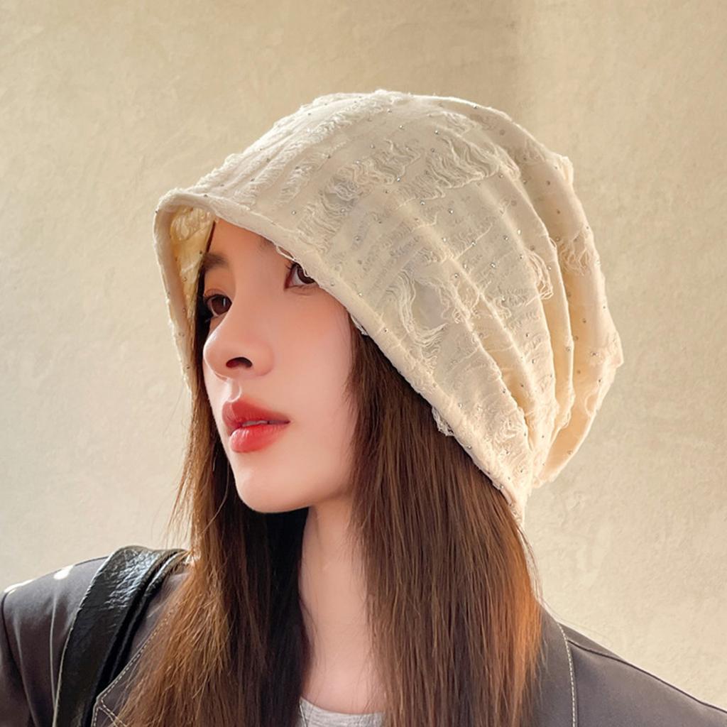 Autumn Baggy Beanies for Women Korean Holes Ear Protection Sloughy Hats Solid Color Lady Girl Pullover Caps