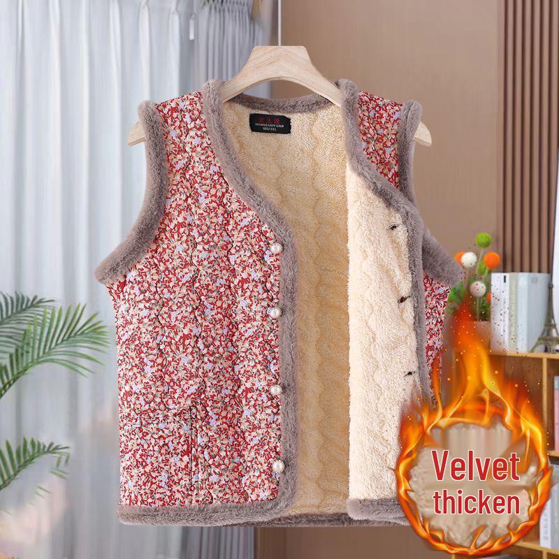 Floral Grandma Fleece Vest: Warm, Cold-Proof, Fashionable Casual Shrug for Women