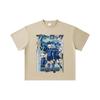260 GSM Double Yarn 32 Count 100% Cotton Blue Lock V3 Print Unisex Heavy Cotton T Shirt