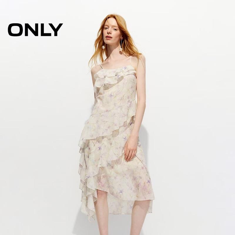 ONLY Ruffle Neckline Floral Midi Dress XS