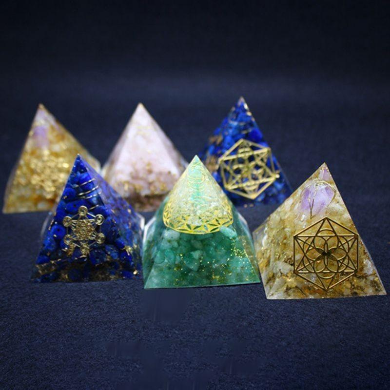 Orgonite Pyramid Chakra Natural Crystal Resin  Craft Jewelry Ornaments Crafts