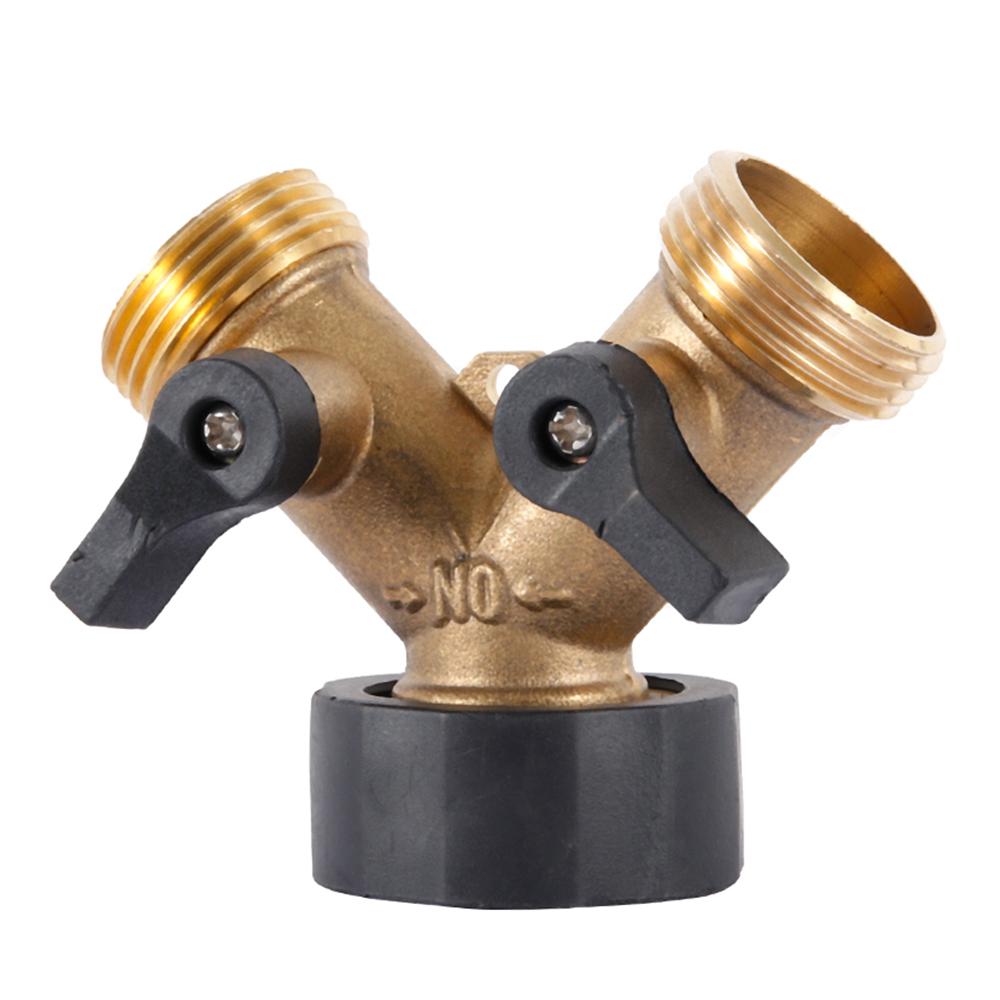

Garden Hose Splitter 2 Way Garden Water Distributor Solid Brass Y Valve Hose Connector Garden Water Hose Adapter 3/4 inch Thread