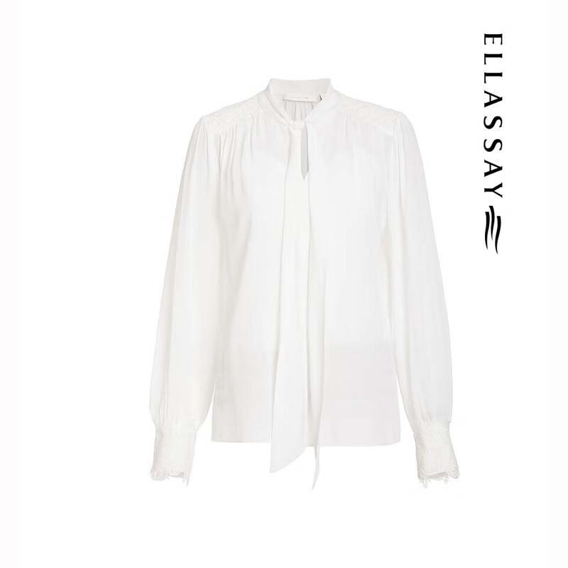 ELLASSAY Women's Mulberry Silk V-Neck Flared Sleeve Blouse