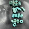 Perles lâches Rétro Turquoise Vieilli Sculpté Citrouille, Boulier et Tonneau