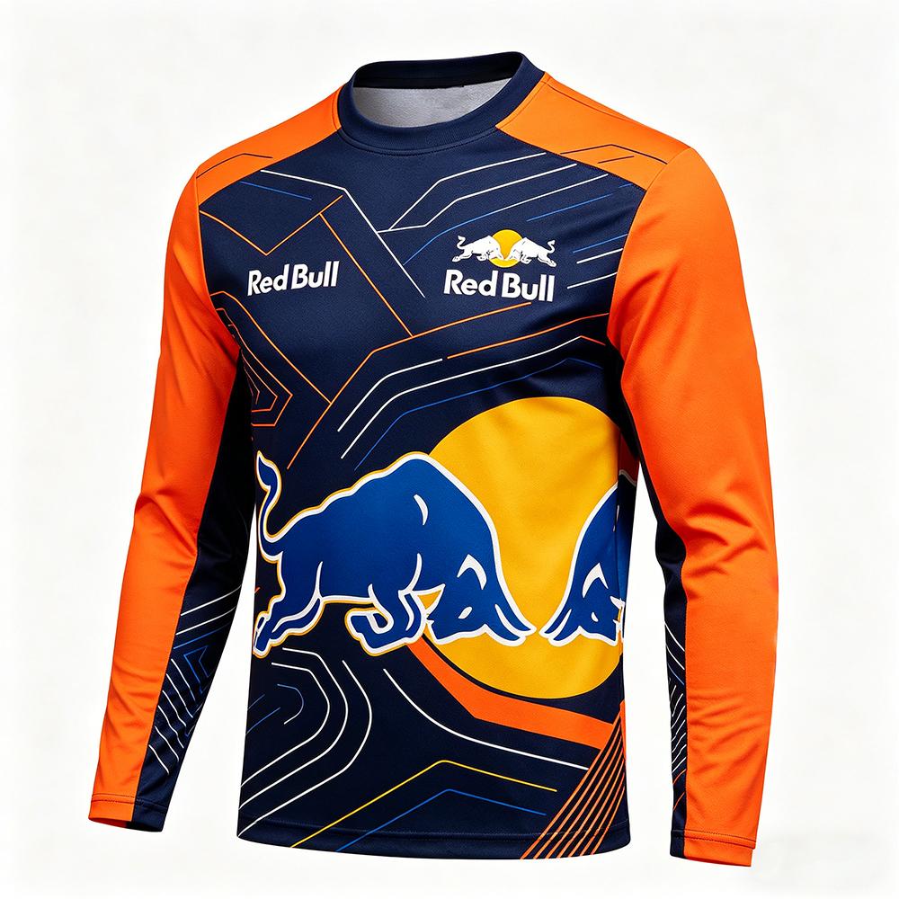 Red Bull Heren Lente en Herfst  F1 Racing en Motorfiets Kleding,  Niche Stijl, Nieuw Rond Hals Langarmig Shirt XS