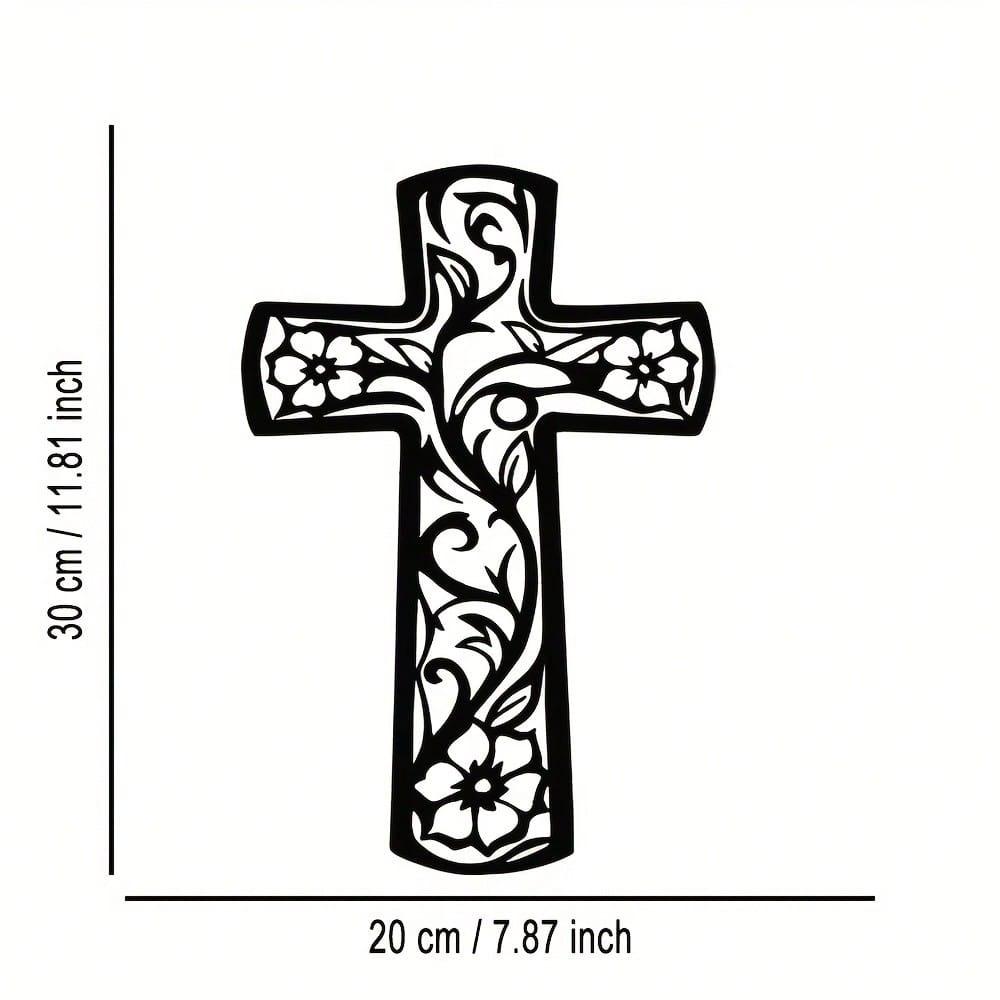 Abstract Cross Wall Art Metal Decor Filigree Grapevine Design Modern Spiritual Sculpture Office Living Room