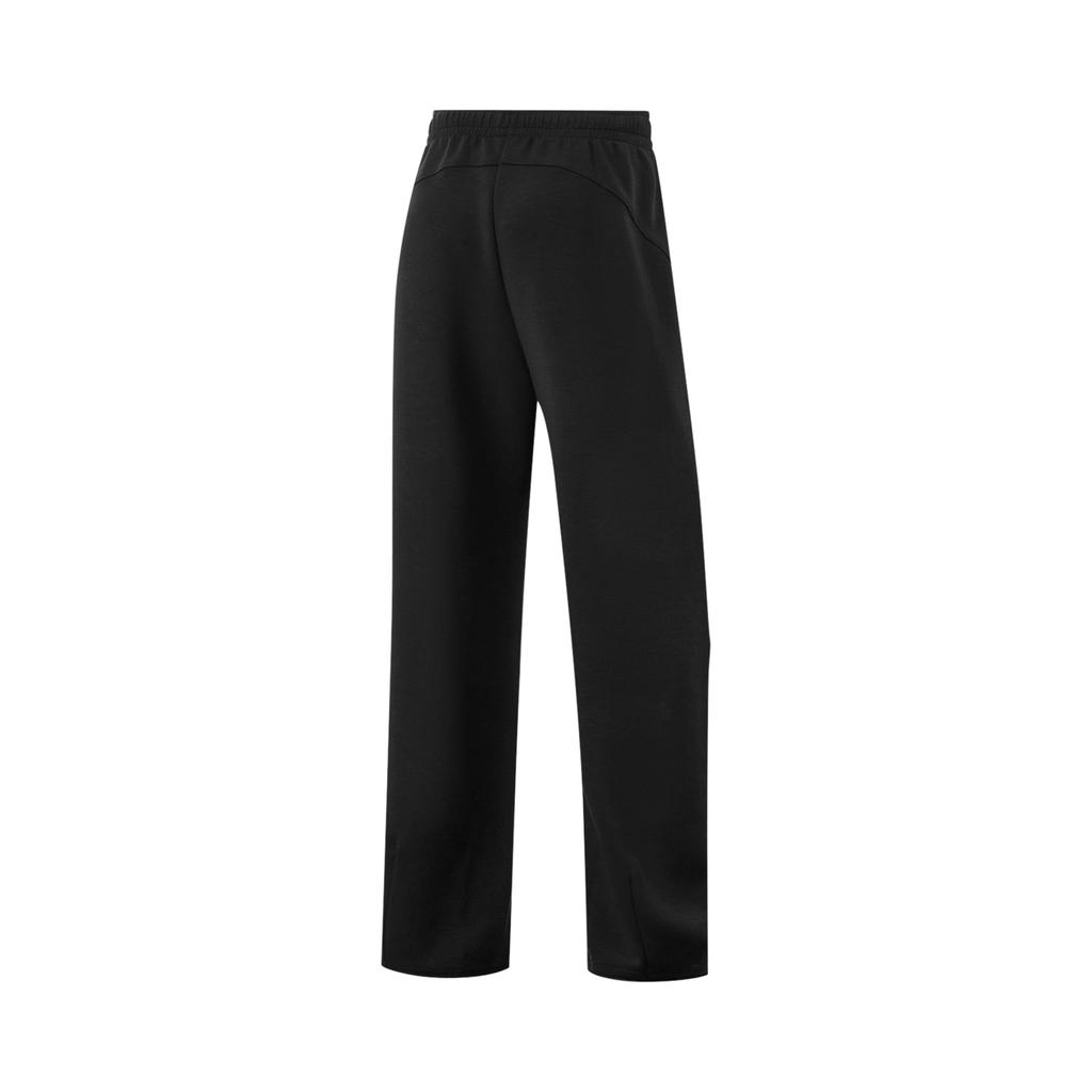 Li-Ning Comfortable Casual Simple Straight Leg Mid Waist Knitted Sports Pants Women Bottoms Black AKLV720-7