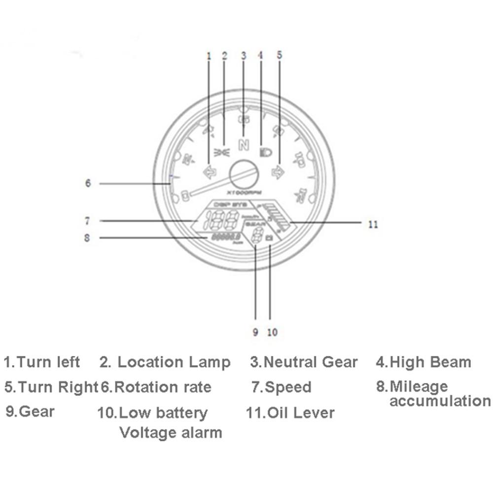 Motorcycle Meter LED Digita Indicator Light Tachometer Odometer Speedometer Oil Meter Multifunction With Night Vision Dial