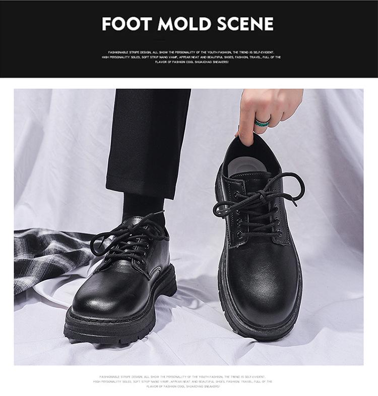Men's Spring Black Leather Waterproof Work Shoes - Versatile Korean Style Chef Shoes