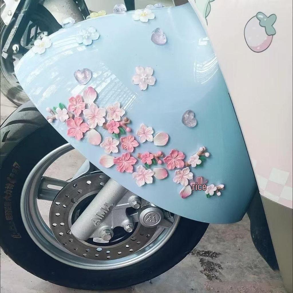 Peach Blossom 3D Car Sticker - Decorative Stereo Flowers for Electric Vehicles
