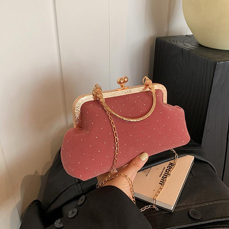 Luxury Design Women's Evening Clutch Purse Dinner Party Ladies Small Clip Shoulder Bag Handbags Retro Female Chain Crossbody Bag KTB