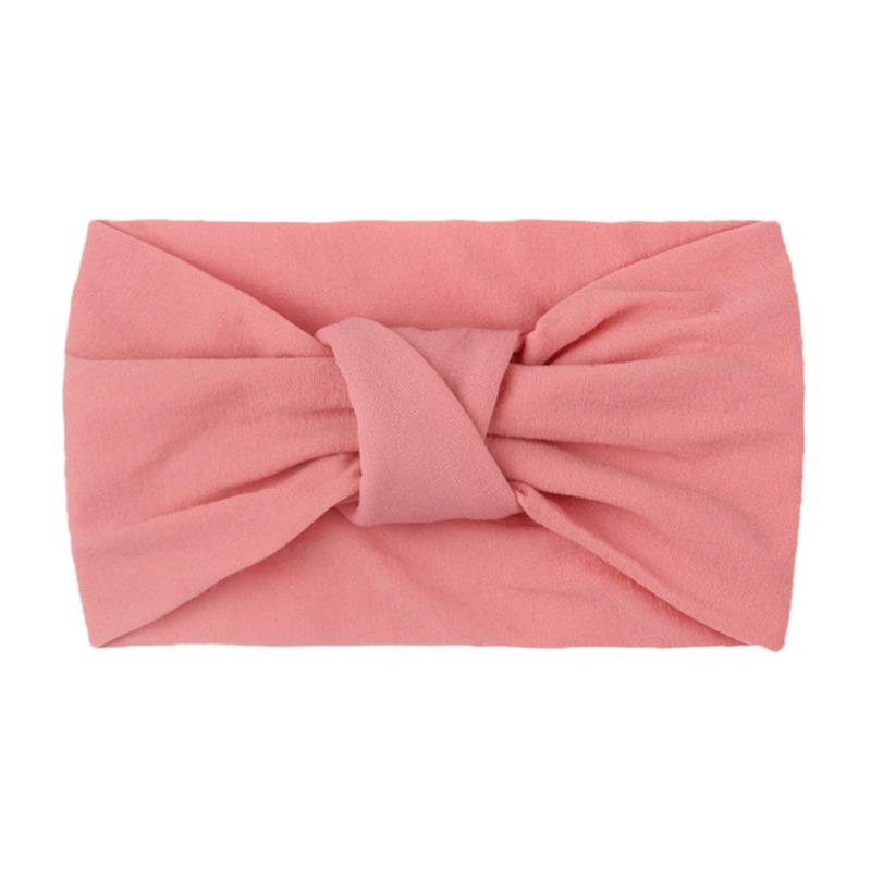 Summer Children's Headgear Baby Solid Color Nylon Knotted Wide Edge Headband Soft Double Knotted Headband