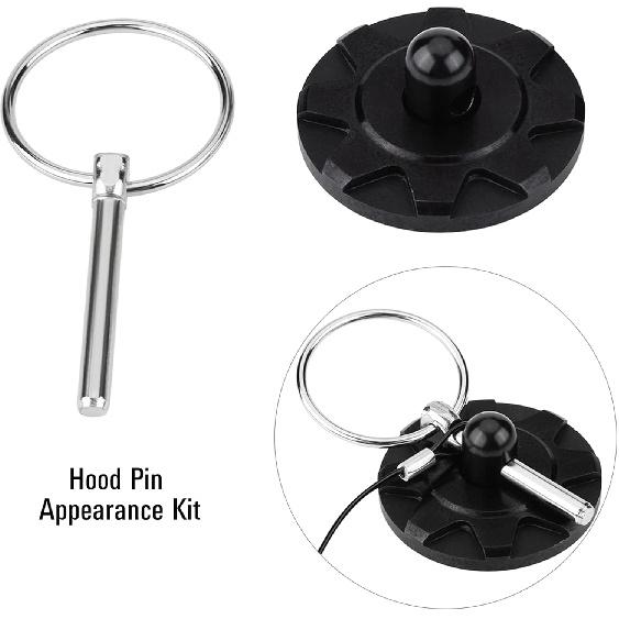 2pcs Universal Hood Pin Kit, CNC Billet Aluminum Racing Bonnet Hood Pin Lock Appearance Kit 2.5 2 Color Options (Black)
