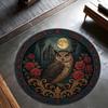 Floral Round Rug with Bee Design, Washable Carpet Boho Vintage Crow Rug for Living Room, Bedroom, Home Decor Floor Mat