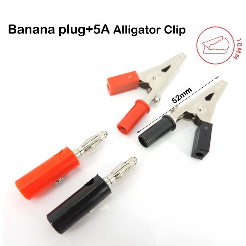 

4Pcs/Set 4MM Banana Plug 5A 10A 20A 50A Alligator crocodile Clip Connector Jack Musical Sound Audio Speaker Test Probes Terminal NO.1