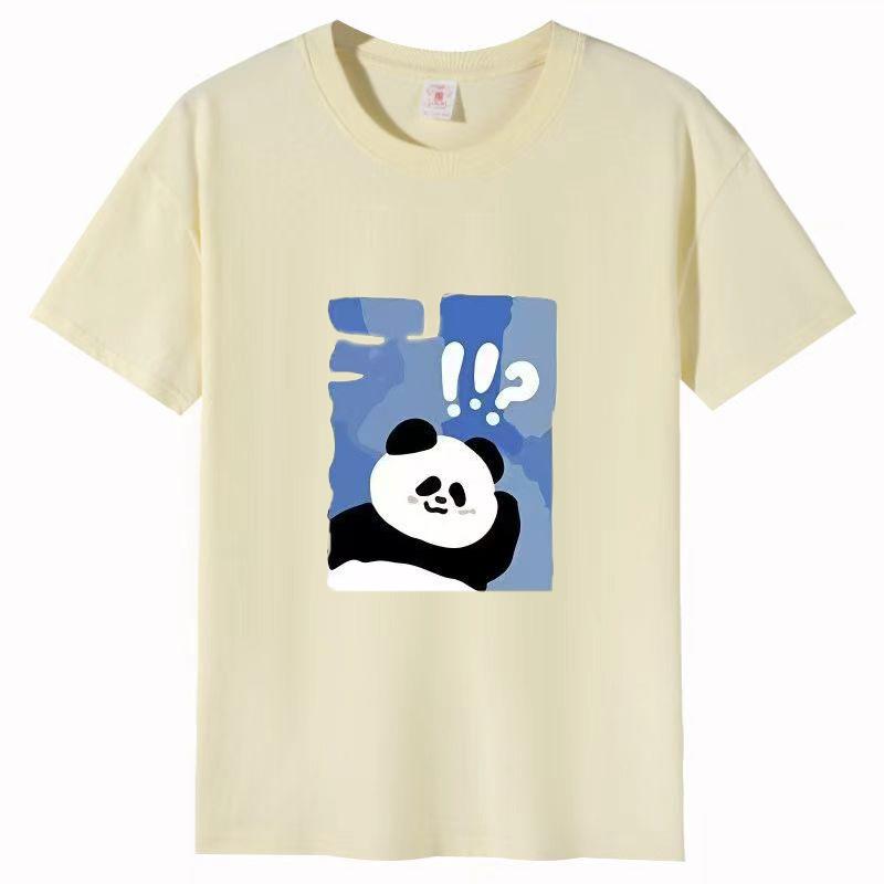 Damer Sommer Populær Kortarmet T-skjorte Bomull Pustende Løs Topp Trykket T-skjorte Casual