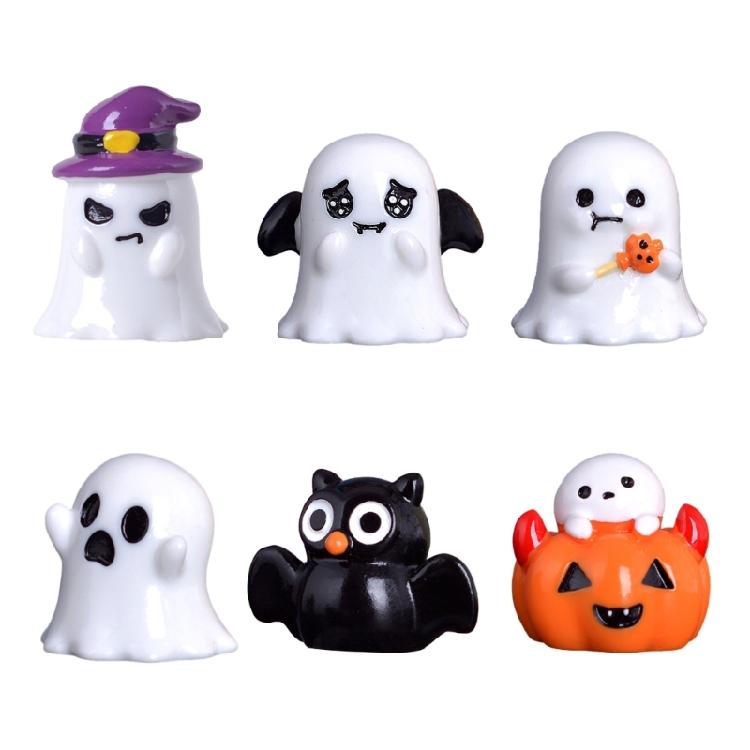 Pumpkin Ghost Figurine Cartoon Halloween Decoration Festive Resin Ornament