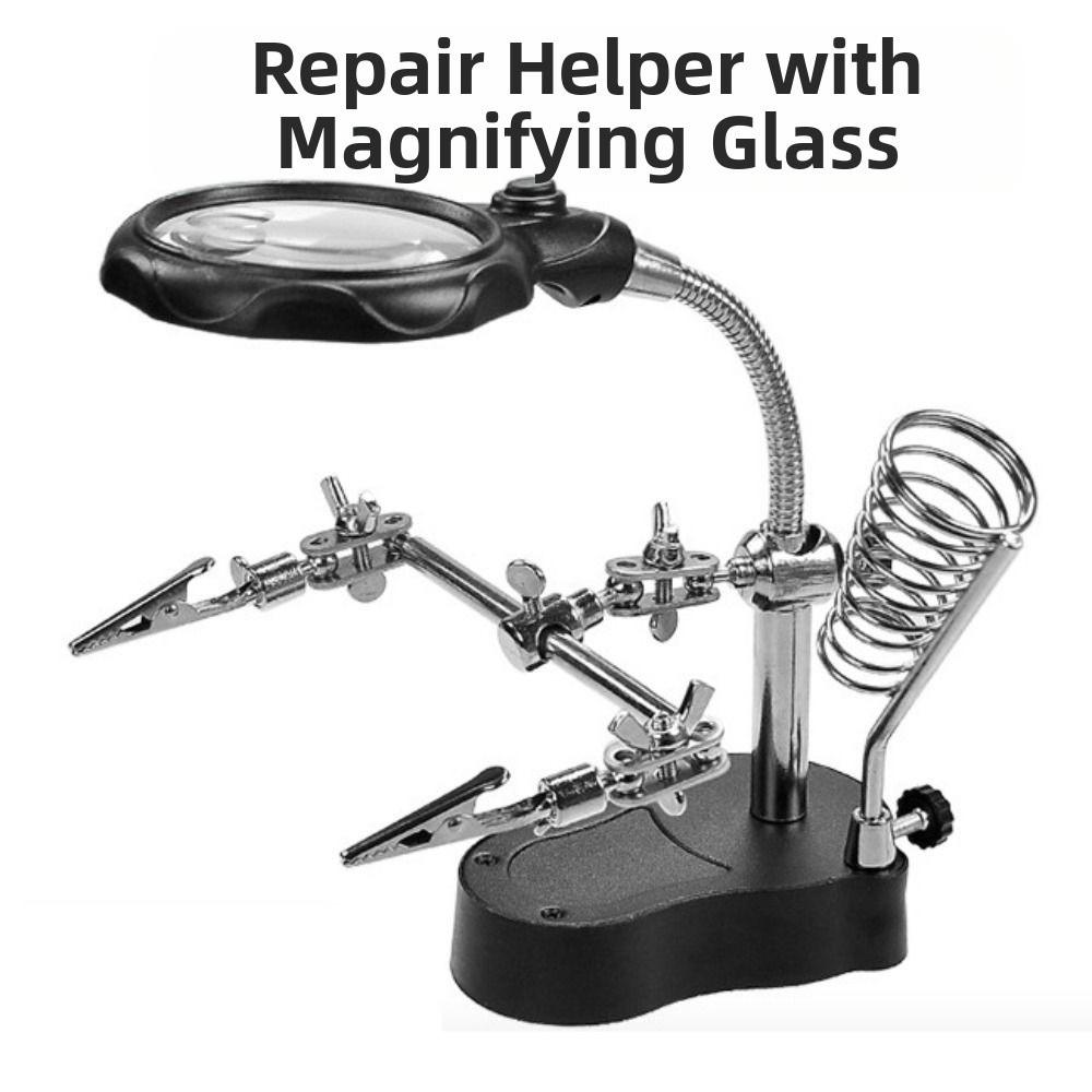 With LED Light Desktop Magnifying Glass 3.5X 12X Soldering Magnifier DIY Projects
