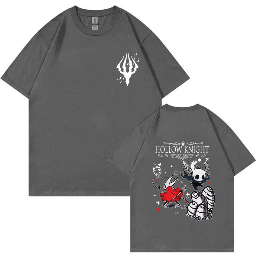 Hollow Knight Doppelseitiges Grafik-T-Shirt Unisex Damen Spiel-Liebhaber T-Shirts Unisex Mode Cartoon Übergroßes Kurzarm-T-Shirt