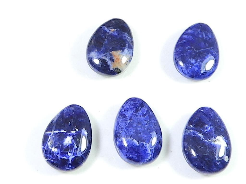 22Cts. Natural Blue Sodalite Pear Cabochon Loose Gemstone 05 Pcs Lot 10X14MM RQ-1966