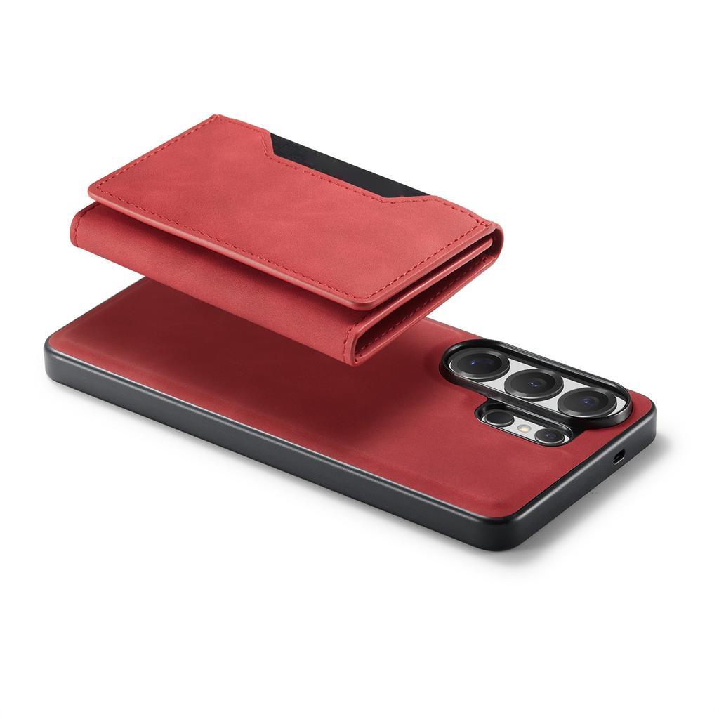 Phone Case Magnetic Detachable Wallet Card Holder Stand Cover Fit for Samsung S26 Series Red S26 Ultra