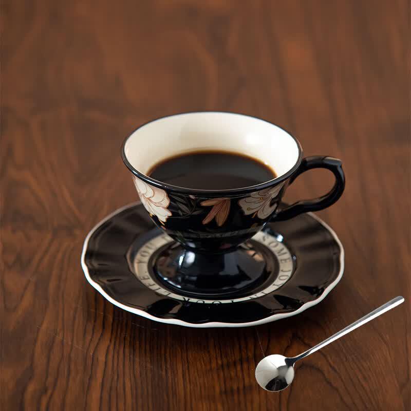 Retro Ceramic Coffee Cup & Saucer Set