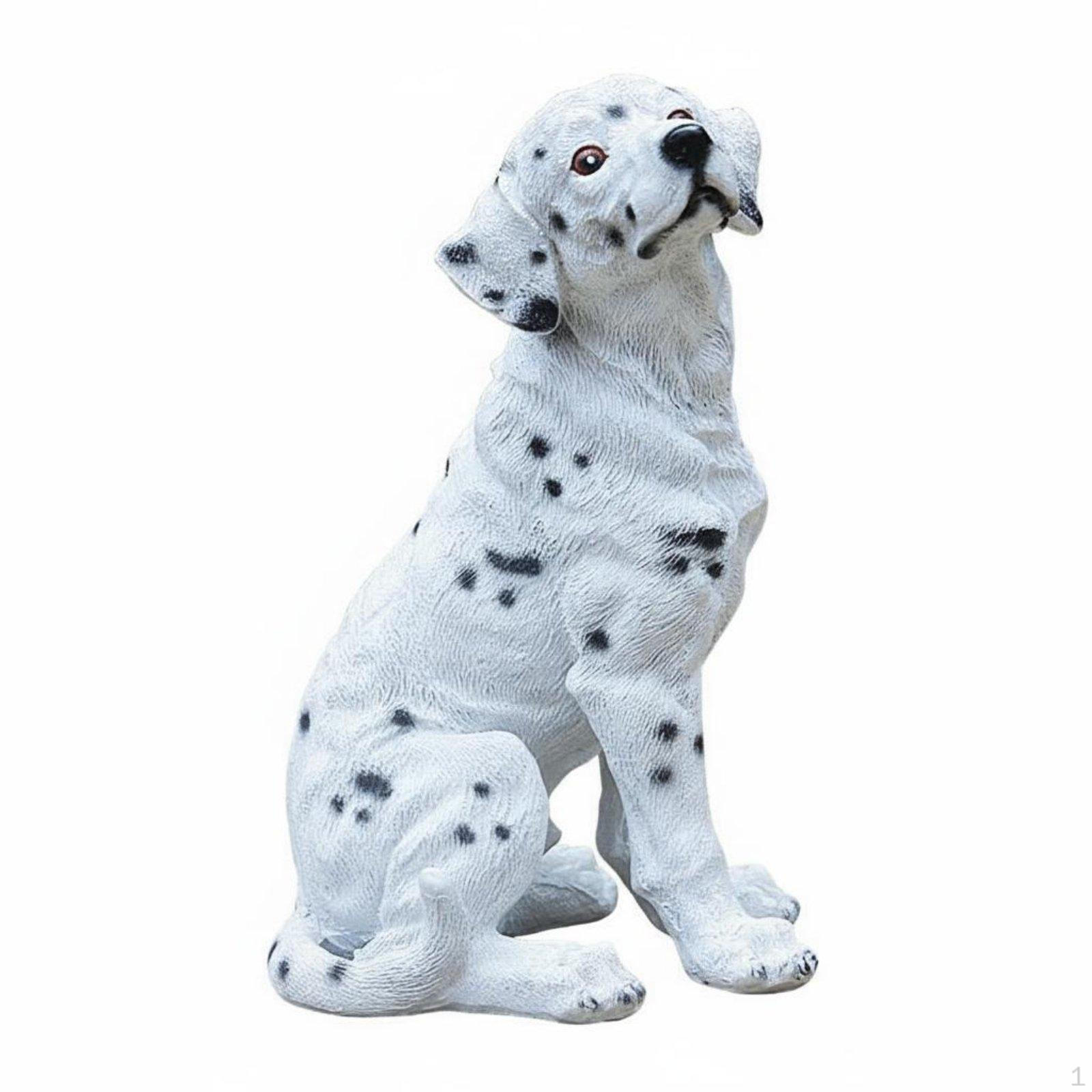 Resin Dog Figurine HandPainted Details Realistic Design Sitting Puppy Statue for Pet 3# Spotted Dog