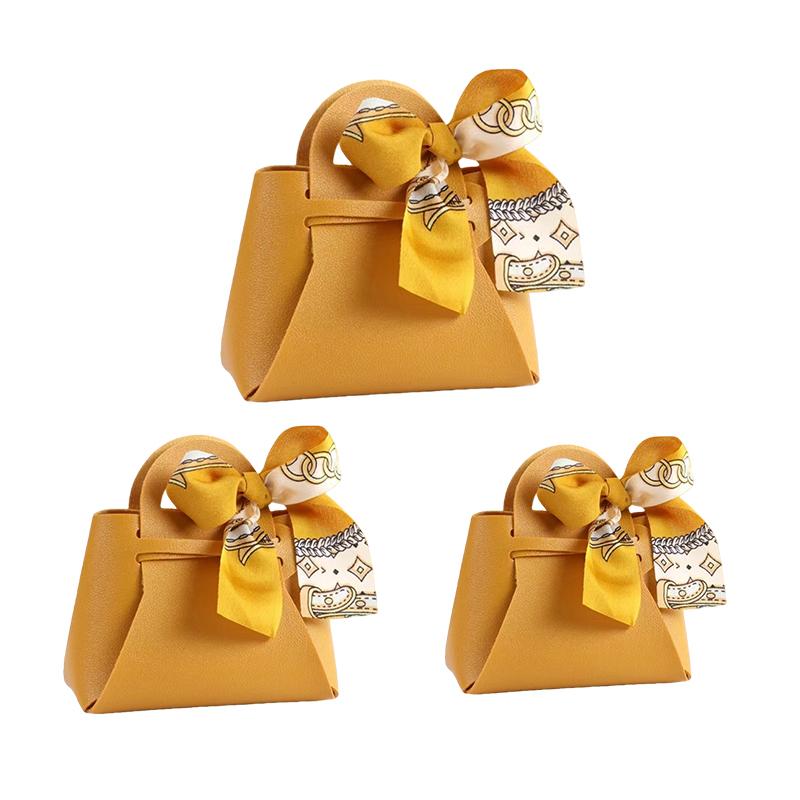 1PC Gift Bags Party Faux Leather Housewarming Handbag Birthdays With Satin Silks Engagements Candy Boxes Valentine's Day Weddings
