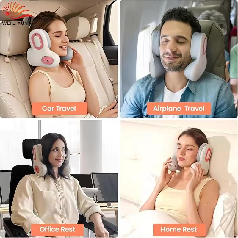 3-in-1 Nackenkissen für Reisen, Bluetooth-Kopfhörer mit Geräuschunterdrückung, Nackenmassagegerät und Heizfunktion, U-förmig, Memory-Schaum, Flugzeugkissen