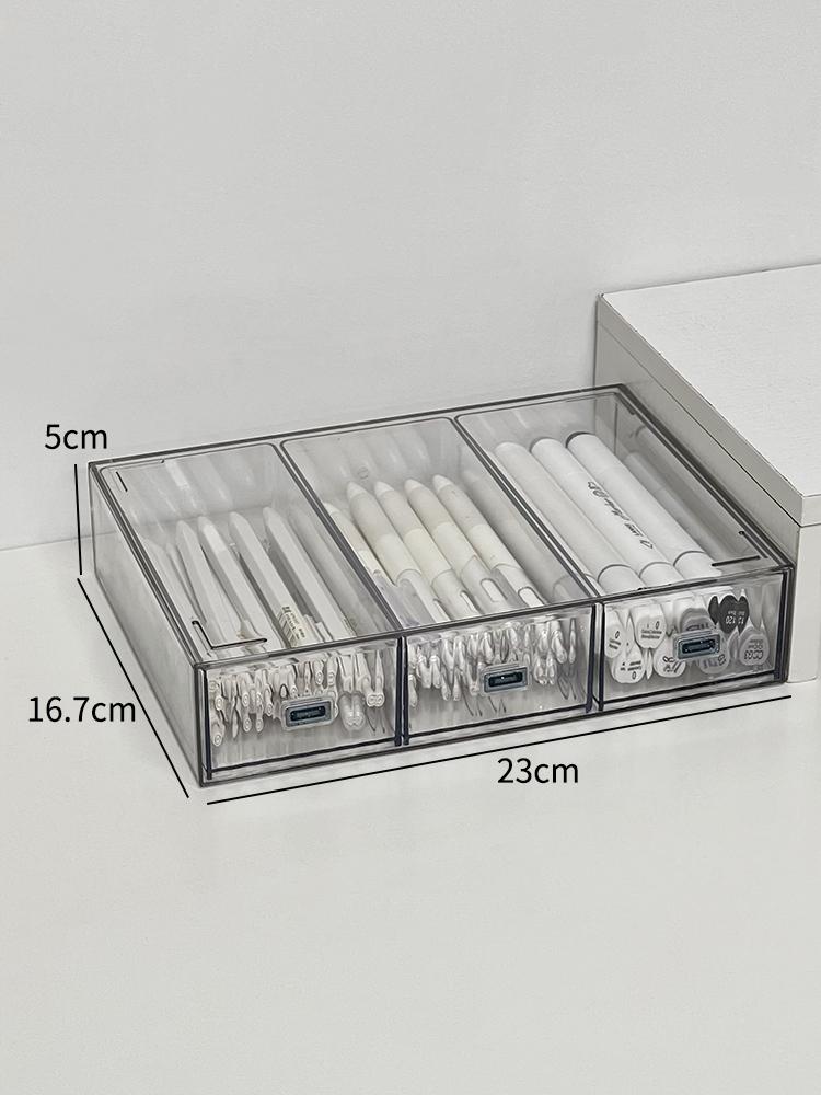 Desktop Storage Box Organizer Drawer-type Transparent Dormitory Study Table Stationery Storage Box Acrylic Desk Pen Book Rack