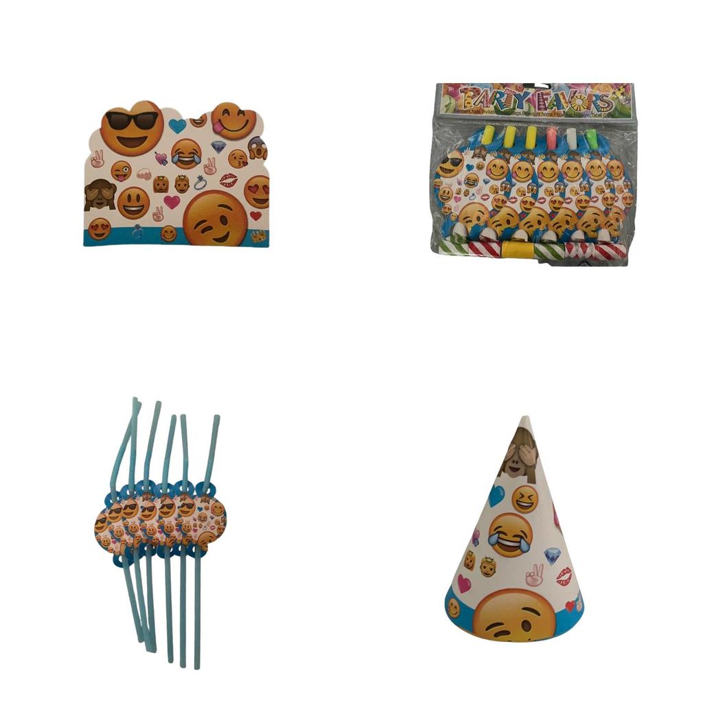 Emoji Party Tableware Set With Disposable Plates Cups Napkins And Tablecloth For Holiday Celebrations