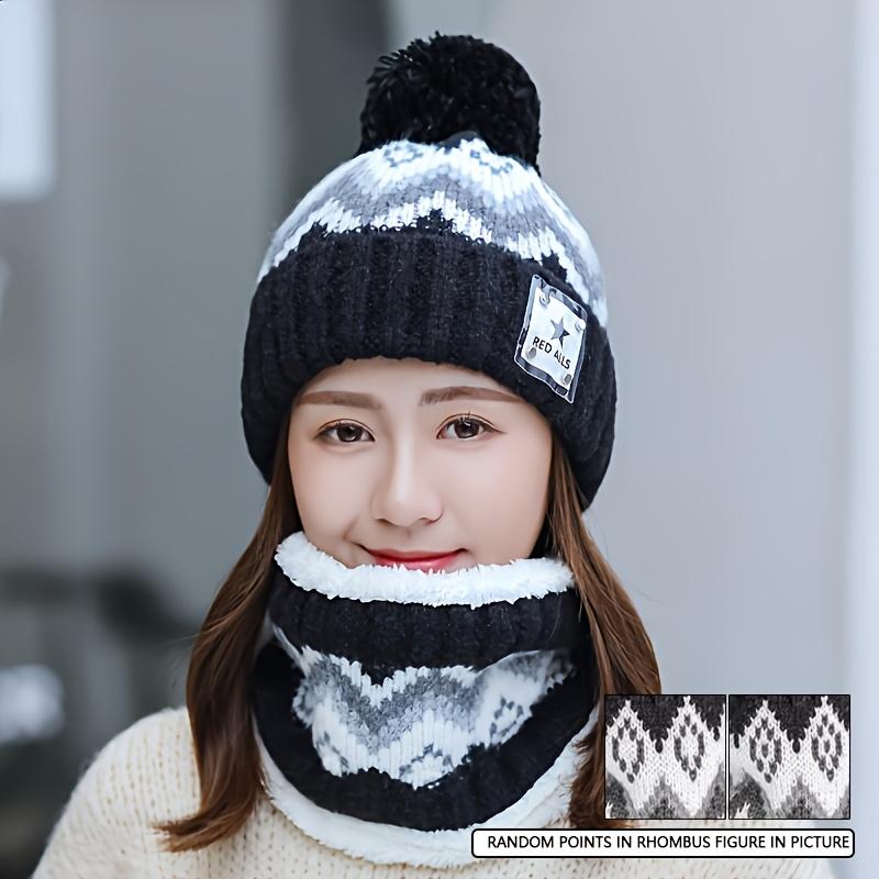 2pcs Women's Winter Hat & Face Mask Set - Soft Fleece, Elastic Stretch Fit, Machine Washable, Cozy Fleece Lined for Skiing, Cycling, Cold Weather