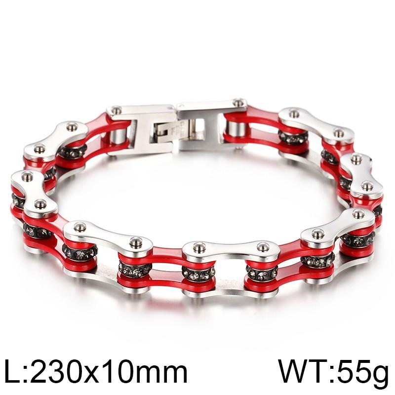 Chunky Stainless Steel Biker Bracelet For Men Women Hip Hop Inlaid Stone Bicycle Chain Bracelet High Quality Party Jewelry Gift