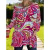 Women's long-sleeved round-neck T-shirt, suitable for spring, autumn and winter seasons. It has pockets and print designs. machine washable.