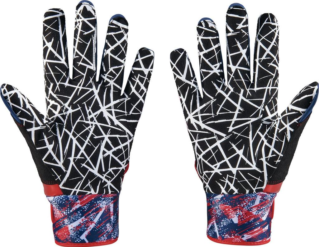 ZETT Baseball Batting GRAPHIC GRIP Navy X Red Size L Gloves, GLOVE, Ambidextrous, (2964), (BG18523B)