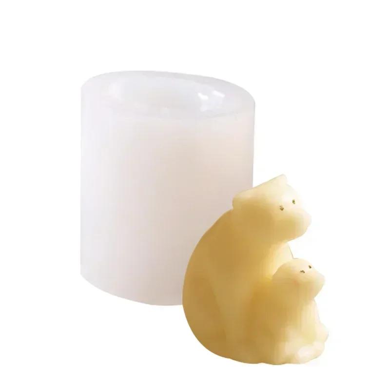 Cute Polar Bear Mother and Child Silicone Mold Creative DIY Chocolate Candy 3D Molds Kitchen Baking Cake Decor Candle Soap Mould