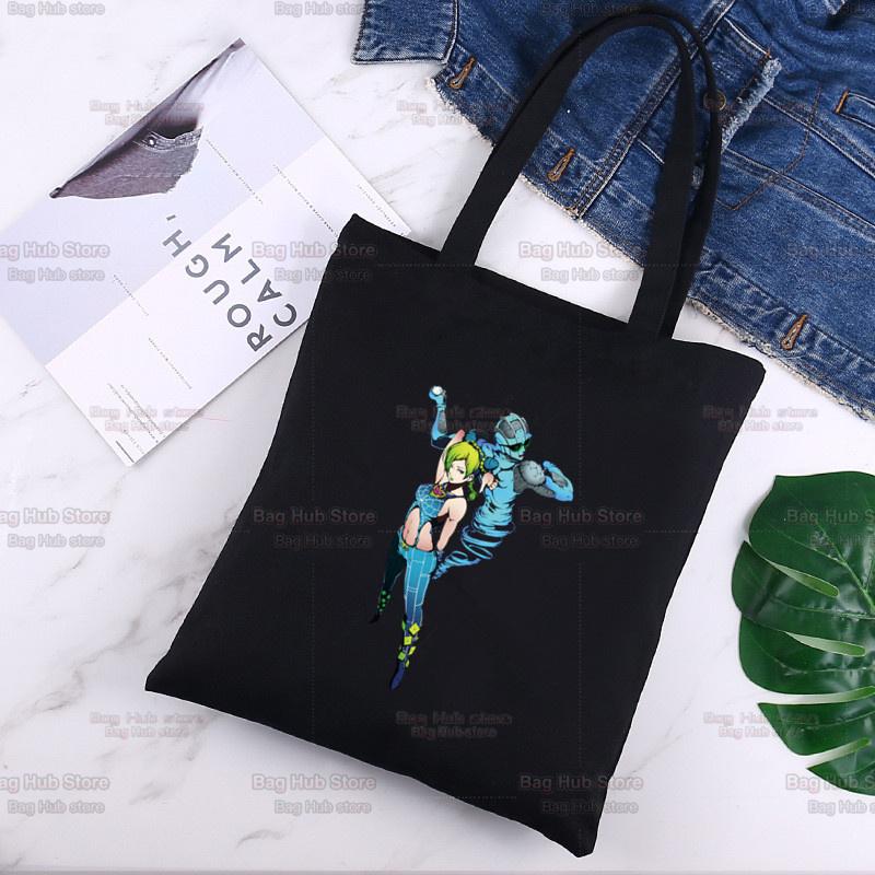 

JOLYNE CUJOH Jojo Bizzare Adventure Stone Ocean Harajuku Модные черные сумки Холщовая большая сумка Многоразовая сумка Сумки на плечо