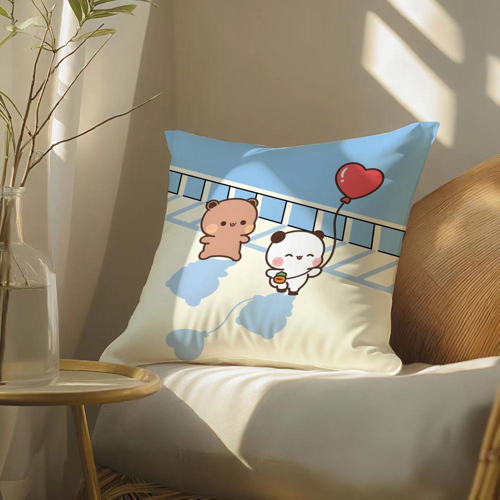 Popular Cartoon Bubu  Dudu Cute 4 Cushion Cover Silky elegant Comfort Sofa Bed Invisible zipper Beach pillowcase