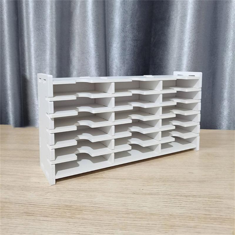 Multifunkční plastový stojan na držák razítek s 18/36/51/60 přihrádkami, kompatibilní s poduškou na inkoust, přenosný design pro hobby místnosti