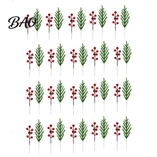 Lifelike Floral Decor for Gift 20Pcs Christmas Norfolk Pine Picks, Flocked Snow Branches with Indoor Decorative Plants Living Room Red Berries,