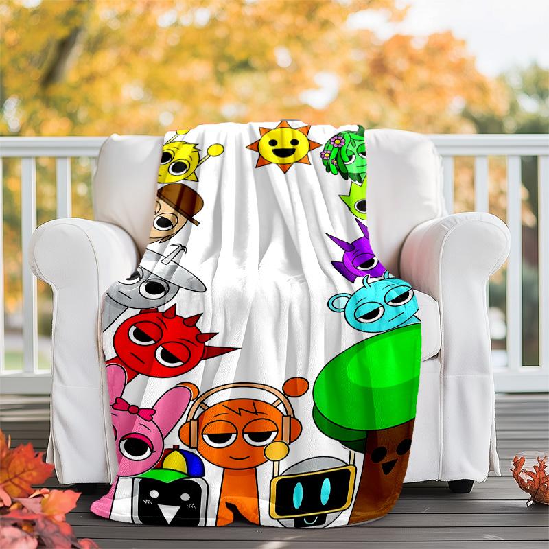 1pc SPRUNKI9 Theme Blanket - Digital Print, Polyester, Cozy for All Seasons, Perfect for Outdoor, Camping, and Travel