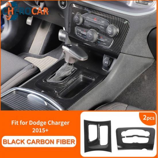 Carbon Fiber Central Control AC Switch Gear Shift Panel for Dodge Charger 2015+