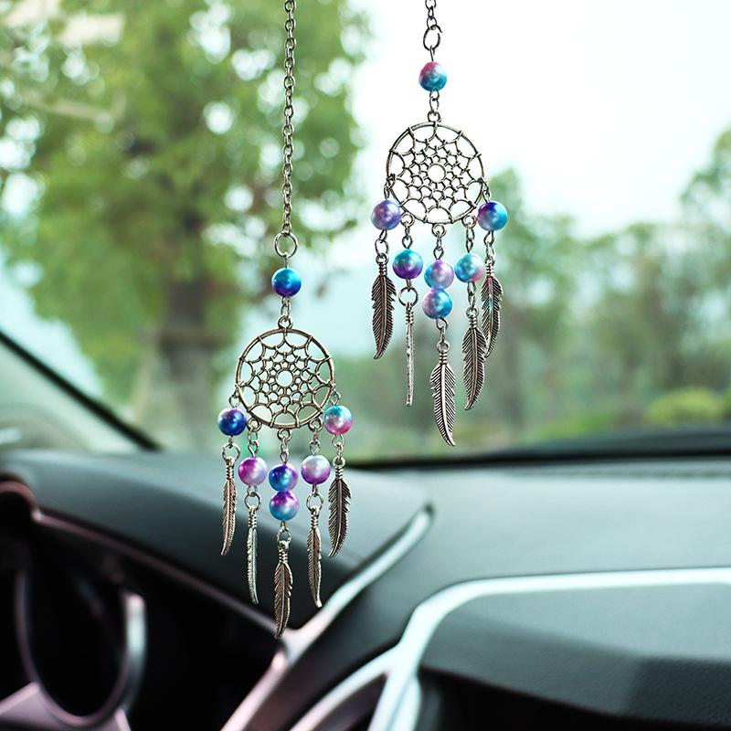 Car Interior Pendant Rearview Mirror Hanging Ornaments Dreamcatcher Car Decoration Beads Stylish Car Accessories