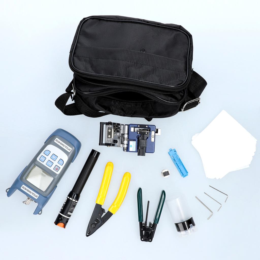 Glasfaser-FTTH-Werkzeugsatz, optischer Leistungsmesser, Faserspalter, Abisolierzange für optische Fasern